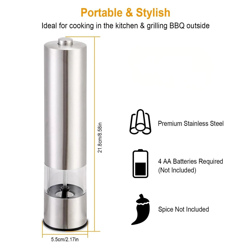 Adjustable Electric Pepper Grinder with LED Light