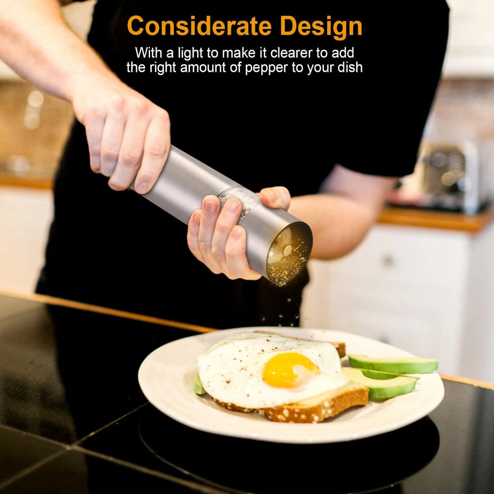 Adjustable Electric Pepper Grinder with LED Light